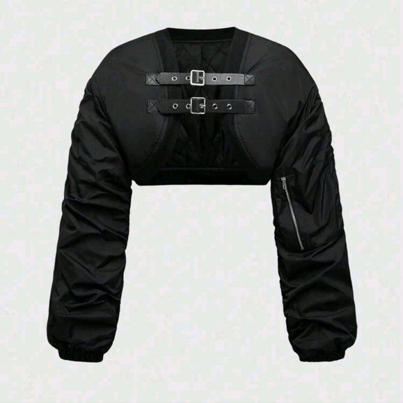 Grunge Punk Motorcycle Style Fleece Cropped Loose Women's Vest Jacket - Picture 1 of 4